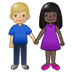 👩🏿‍🤝‍👨🏼 woman and man holding hands: dark skin tone, medium-light skin tone display on Samsung